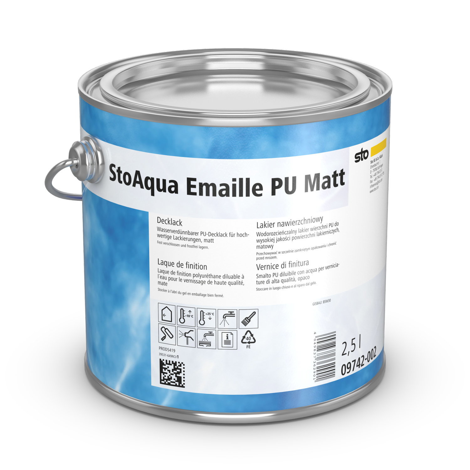 StoAqua Emaille PU Matt weiß - 2,5 l Dose