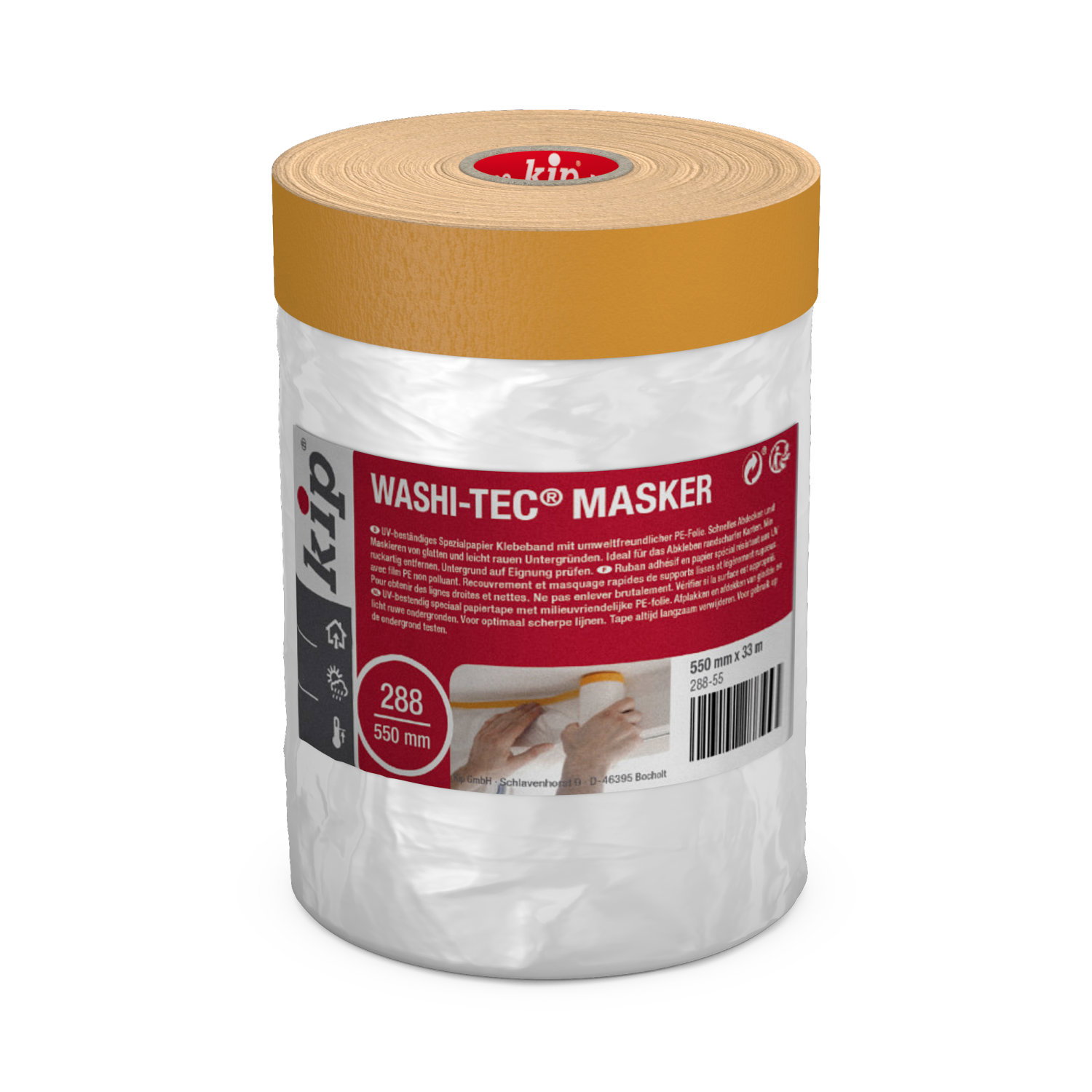 Kip 3888 WASHI-TEC® Masker gelb 550 mm x 33 m - 1 Stück